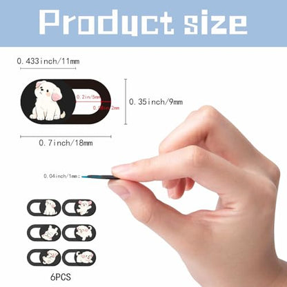 6Pcs 6 Styles Cute Laptop Camera Cover Dog Privacy Guard Accessories, 0.04 Inch Ultra Thin Webcam Cover Slide Protector Blocker for Desktop Computers Tablet Notebook Mini PC Office Use - color: Dog