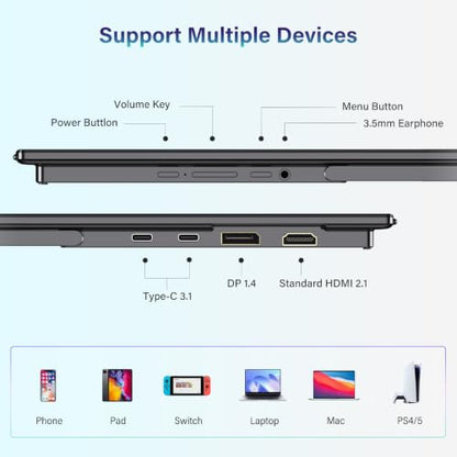 InnoView 18.5" Dual Portable Monitor 2K 200Hz 100% sRGB - Foldable & Stackable Design with 315° Screen Adjustment & 180° Stand | DP/USB-C/HDMI, Second Monitor for Laptop, Mac, Windows - size: 18.5