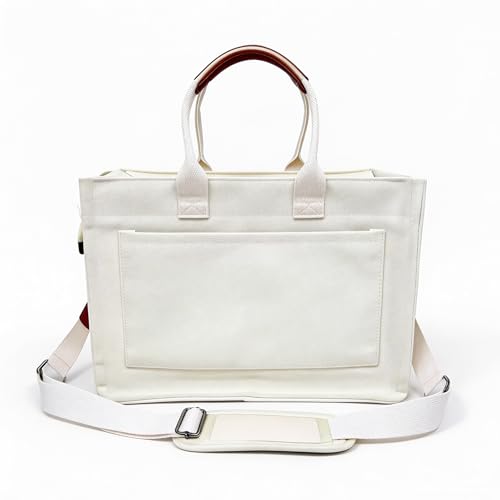 Canvas Tote Bag for Women Lightweight Handbag with Multi Pockets & Adjustable Strap Bible Bag for Daily Use Work - color: Beige