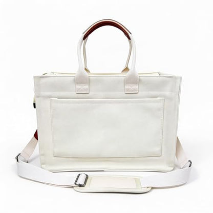 Canvas Tote Bag for Women Lightweight Handbag with Multi Pockets & Adjustable Strap Bible Bag for Daily Use Work - color: Beige