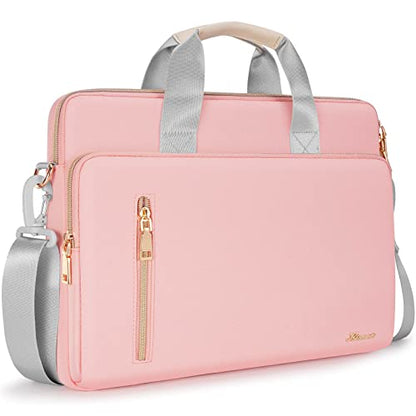 KIZUNA Laptop Bag Case 15.6 Inch Computer Shoulder Messenger Sleeve Briefcase For 16" MacBook Pro M1 M2 Max/16 Lenovo IdeaPad Flex 5i/Thinkbook 16+ /15.6" HP Envy x360 15/Dell XPS 15/LG Gram 15,Pink - color: Pink, size: 15-15.6 Inch