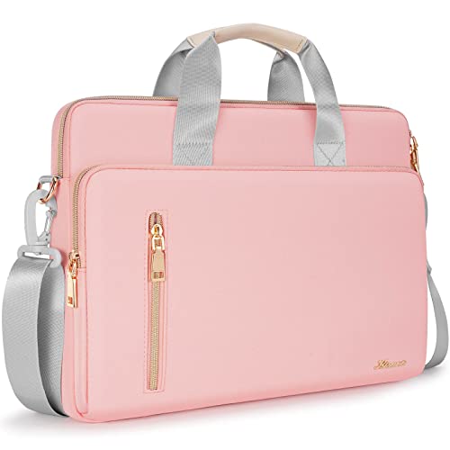 KIZUNA Laptop Bag Case 15.6 Inch Computer Shoulder Messenger Sleeve Briefcase For 16" MacBook Pro M1 M2 Max/16 Lenovo IdeaPad Flex 5i/Thinkbook 16+ /15.6" HP Envy x360 15/Dell XPS 15/LG Gram 15,Pink - color: Pink, size: 15-15.6 Inch