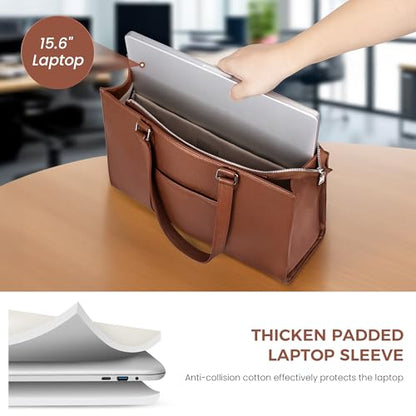 befen Genuine Leather Tote Bag for Women Work Travel Leather Purse Handbags | Real Leather, Padded 14" Laptop Compartment, Multi-Pockets, Zipper, Tote Bag for Daily - color: Z2-cognac Brown
