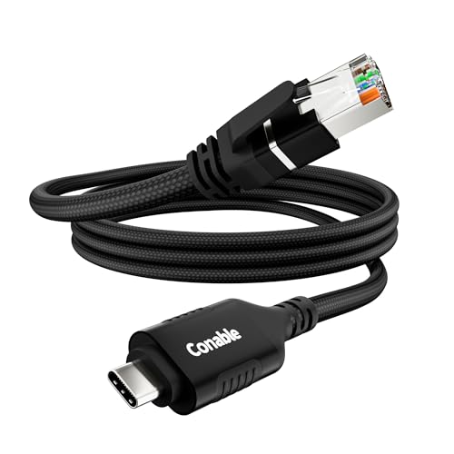 USB C to Ethernet Cable 6 FT, USB Type C to RJ45 Nylon Braided Cord, Gigabit Directly Connected, USB-C to Network Internet Adapter, Compatible with MacBook Pro, iPad Pro, Smartphone, Laptop, PC - size: 6FT, style: USB-C to RJ45 Cable
