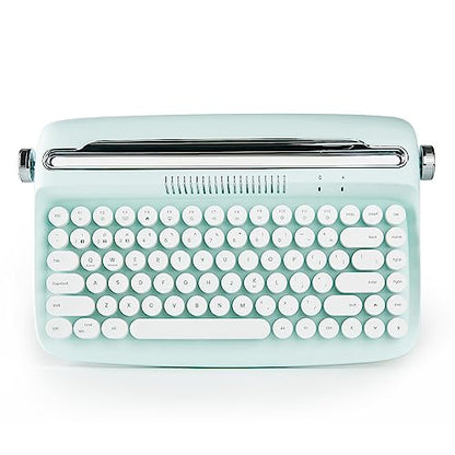 YUNZII ACTTO B303 Wireless Typewriter Keyboard, Bluetooth Connection, Cute Retro Aesthetic Design with Integrated Stand for Tablet, Phone, PC and Win/Mac/Android (B303, Sweet Mint) - style: Sweet Mint