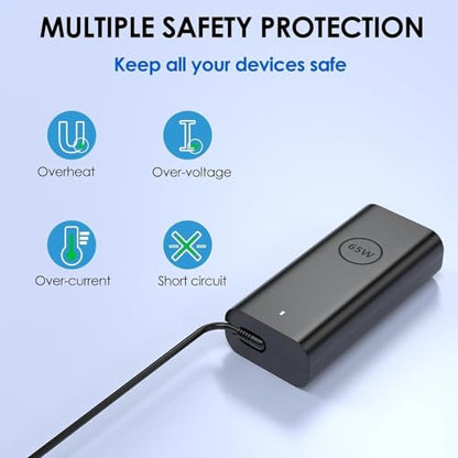 DECSZDY Replacement for Dell Laptop Charger 65W USB-C;Compatible with All Dell Computer 65 Watt USB Type C Power Adapter