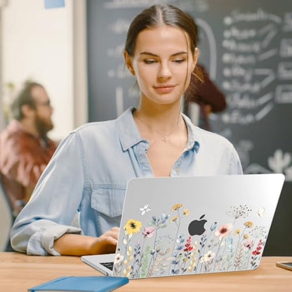 G JGOO Compatible with MacBook Air 15 inch Case 2026 2025 2024 2023 M5 A3448 M4 A3241 M3 A3114 M2 A2941, Clear Protective Plastic Hard Shell Case + Keyboard Cover+ Screen Protector, Garden Flower - color: Garden Flower