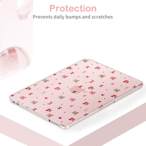 Feams for MacBook Neo 13 Inch Case 2026 A3404, Stylish Protective Clear Case Hard Shell Transparent Cover for MacBook Neo 13 Inch 2026 (A18 Pro Chip) with Keyboard Cover, Cute Cherry Bow - color: Cute Cherry Bow