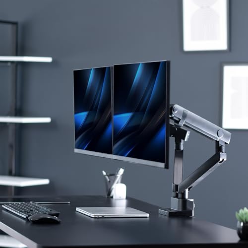 VIVO Premium Aluminum Full Motion Dual Monitor Desk Mount Stand with Lift Engine Arm, Fits Ultrawide Screens up to 35 inches, STAND-V102BB - size: Dual monitor, style: Standard