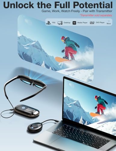 AIMIBO Wireless Display Adapter for AR Glasses, HDMI+USB-C | 5000mAh, 5G 60Hz, AirPlay/Miracast/DLNA for iOS/Android/Windows. Works with XREAL/Viture/RayNeo/Rokid, TV/monitor/projector.