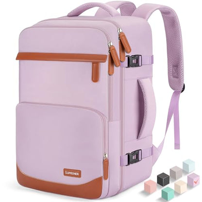 40L Travel Backpack, Flight Approved Carry On Laptop Backpack | Water-resistant, Personal Item Travel Bag, Fits 15.6/17.3 inch Laptop, Hiking, Camping, Business, Commute, Men & Women - color: Purple, size: Large