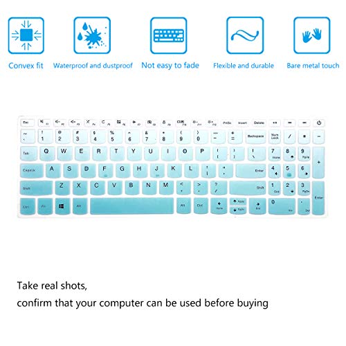 2Pack Keyboard Cover for Lenovo Yoga c740 c940 15.6, ideapad 3 15.6, Lenovo IdeaPad 15.6" 17.3" 320 330 330s 340s 520 S540 720s 130 S145 L340 S340 V330 V130 Keyboard Protective Skin - color: MintGreen+Clear
