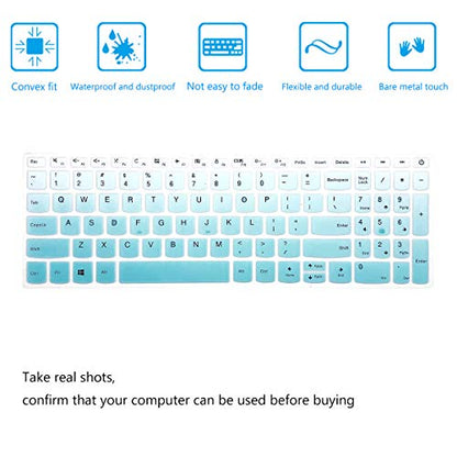2Pack Keyboard Cover for Lenovo Yoga c740 c940 15.6, ideapad 3 15.6, Lenovo IdeaPad 15.6" 17.3" 320 330 330s 340s 520 S540 720s 130 S145 L340 S340 V330 V130 Keyboard Protective Skin - color: MintGreen+Clear