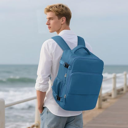 Sinaliy Travel Backpack, TSA Carry on Flight Approved Backpack | Waterproof 17.3 Inch Laptop Backpack with Multi-Pockets, Personal Item Travel Bag for Men Women, Deep Blue - color: Deep Blue, size: X-Large