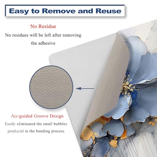 Laptop Skin Sticker Decal Cover for 11.6”12" 13" 13.3" 14" 15" 15.4" 15.6" | Laptop Netbook Skin Sticker Cover Art Notebook Protector (2 Wrist Pad Included), Easy to Apply Removable, Blue Silver Flower - color: Blue Silver Flower