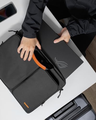 tomtoc 360 Protective Laptop Shoulder Bag compatible with The New Razer Blade Pro 17, HP Envy Laptop 17 Inch, Dell Inspiron 17 3000, ASUS ROG Zephyrus S 17.3 Inch, Notebook Bag with Accessory Pocket - color: Black, size: 17-17.3 Inch