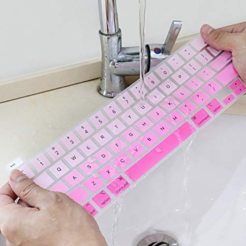 Allinside Soft Silicone Keyboard Cover for MacBook Pro 13 inch (A2338 M1 A2251 A2289, 2020–2023) & MacBook Pro 16 inch (A2141, 2019–2020) with Touch Bar & Touch ID, US Layout, Ombre Pink - color: 01 Ombre Pink, size: 2019-2020 Macbook Pro 13/16