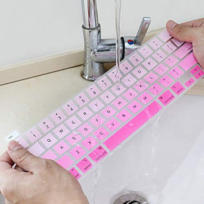 Allinside Soft Silicone Keyboard Cover for MacBook Pro 13 inch (A2338 M1 A2251 A2289, 2020–2023) & MacBook Pro 16 inch (A2141, 2019–2020) with Touch Bar & Touch ID, US Layout, Ombre Pink - color: 01 Ombre Pink, size: 2019-2020 Macbook Pro 13/16