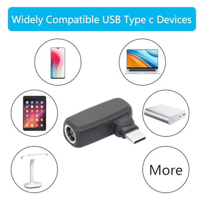 90 Degree 100W DC 7.4mm x 0.6mm Power Adapter, Input 15 - 20.5V, PD Chip | Right Angle DC 7406 Female to USB Type C Male PD Plug, Built in PD Intelligent Chip Quick Identification V/A, for USB C Port - style: DC 7406 Female to USB Type c Male - 100W