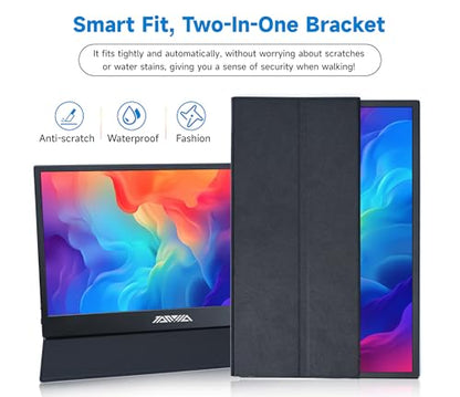 15.6" Portable Monitor, 1080P FHD IPS USB-C/HDMI Display, Ultra-Slim Second Screen for Laptop/Phone/PS5/Xbox, Plug & Play Travel Monitor