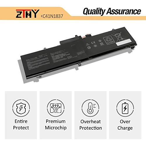 76Wh C41N1837 Laptop Battery Replacement for Asus Rog Zephyrus GA502 GU502 | GX502 GU532 GX532 GA501I GA502IU GA502GU GA502IV GA532DU GU502DU GU502GU GU502GV GU502LW GU532LV GU532GU GX502GW 15.4V - size: 11.34*3.86*0.39 inch C41N1837