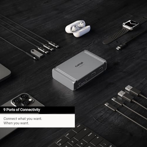 CalDigit E5 - Thunderbolt 5 Element 5 Hub - 9 Ports, 4 x Thunderbolt 5/USB4 v2, 3 x USB-A & 2 x USB-C 10Gb/s, Single 8K, Dual 6K/8K, or Two 4K@240Hz Displays, 90W Charging, 0.8m Cable 180W PSU