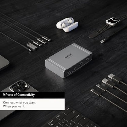 CalDigit E5 - Thunderbolt 5 Element 5 Hub - 9 Ports, 4 x Thunderbolt 5/USB4 v2, 3 x USB-A & 2 x USB-C 10Gb/s, Single 8K, Dual 6K/8K, or Two 4K@240Hz Displays, 90W Charging, 0.8m Cable 180W PSU