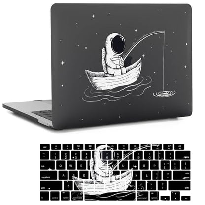 Compatible with MacBook Pro 14 inch Pro/Max Case 2025-2021 M5/M4/M3/M2/M1 Models A3434 A3185 A3401 A3112 A2918 A2992 A2779 A2442, Plastic Laptop Shell & Keyboard Cover, Fishing Astronaut - color: Fishing Astronaut, size: Pro 14.2" (2026-2021)M5/M4/M3/M2/M