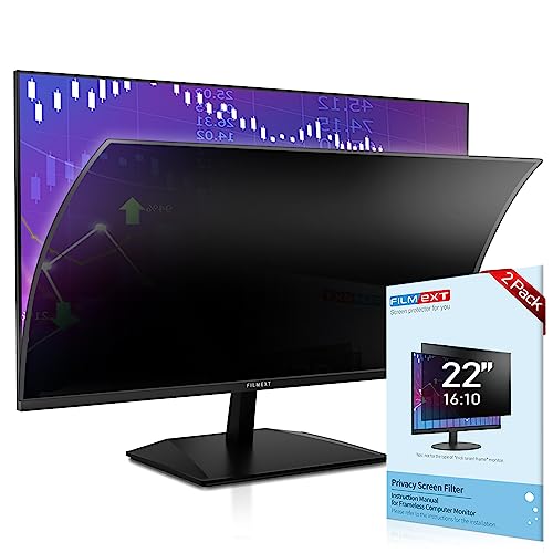 2 Pack 22 Inch Computer Privacy Screen Filter | for 16:10 All-in-One Desktop/Frameless Monitor - Removable Blue Light UV Blocking Privacy Shield for Thin Bezel Computer - size: 2Pack 22" 16:10 Frameless Monitor