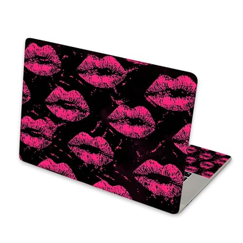 Universal Laptop Skin Sticker for 12/13/14/15.6 Inch Laptops, Reusable Vinyl Laptop Decal Cover, Waterproof Scratch Resistant Notebook Skin with 2 Wrist Pads,Hot Pink Lips Kiss - color: Hot Pink Lips Kiss