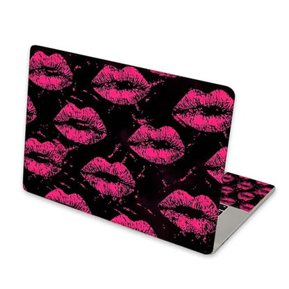Universal Laptop Skin Sticker for 12/13/14/15.6 Inch Laptops, Reusable Vinyl Laptop Decal Cover, Waterproof Scratch Resistant Notebook Skin with 2 Wrist Pads,Hot Pink Lips Kiss - color: Hot Pink Lips Kiss