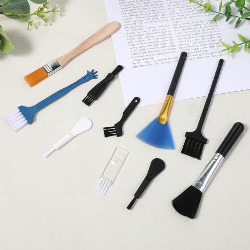 Keyboard Brush, 10 Pcs Mini Anti Static Brush Keyboard Cleaning Brushes Kit Nylon Dust Cleaning Brushes for Electronic Devices Computer Motherboard Fans Camera Small Space