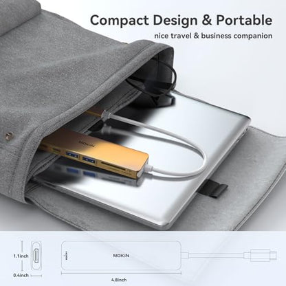 USB C Hub HDMI Adapter for MacBook Pro/Air, MOKiN 7 in 1 USB C Dongle with HDMI, SD/TF Card Reader, USB C Data Port,100W PD, and 2 USB 3.0 Compatible for MacBook Pro/Air, Dell XPS, Lenovo Thinkpad. - color: gold