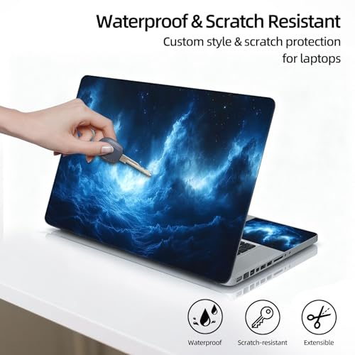 Universal Laptop Skin Sticker Decal, 12"-15.6" Aesthetic Vinyl Wrap, Cosmic Nebula Ocean Waves Waterproof Notebook Cover Art Protector for MacBook HP Dell Lenovo, Fits 13" 14" 15" 15.6" - color: Cosmic Nebula Ocean Waves
