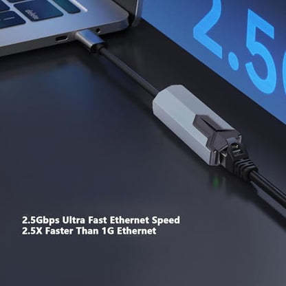 USB C to Ethernet Adapter, 2.5Gbps RJ45 Network Adapter with Aluminum Shell for OS X iOS 3 4 5 Devices