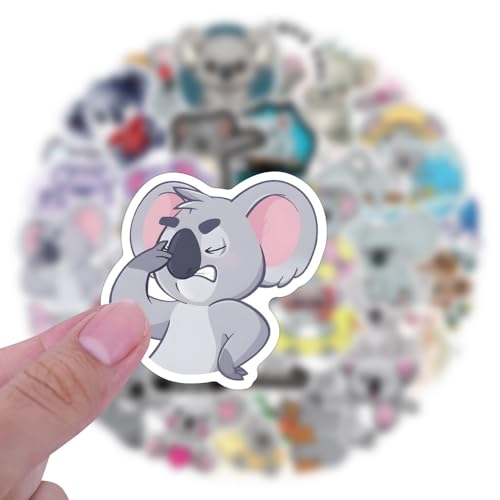 60pcs Cartoon Koala Stickers for Kids Journals,Lovely Aesthetic Vinyl Decals for Teens Laptops Water Bottle Suitcase Skateboard Phone Pad (Koala) - color: Koala