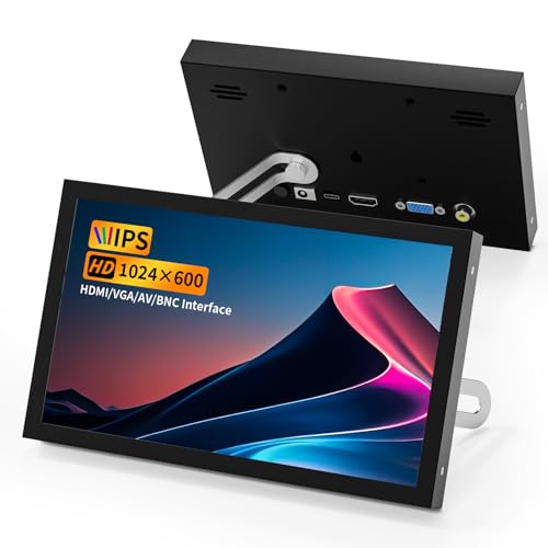 7 Inch Mini Monitor HDMI, Portable Vga Monitor with AV BNC 1024×600 LCD Screen with Built-in Speakers, 178° View Angle IPS, Multi-Function Mini Small Display for Raspberry Pi PC/TV/DVD/CVBS