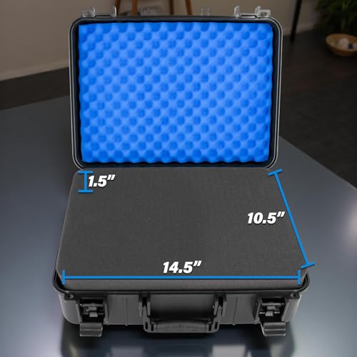 CASEMATIX 15.6 Inch Hard Laptop Case – Rugged Shockproof Travel Carrying Case with Foam Protection for 15” Gaming Laptops, Fits Devices Up to 14.5 x 10.5 – Accessories Storage Included