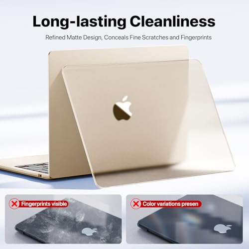 Macaset for MacBook Air 13 inch Case | M5 M4 M3 M2 | 2026–2022 | Precision Fit | Original-Color Match | Durable Hard Shell | Micro-Clip Closure | Scratch & Fingerprint Resistant - color: Frosted Starlight