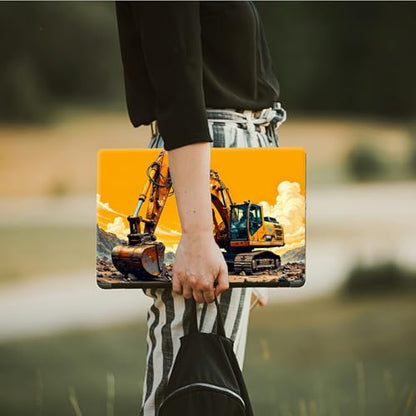Laptop Skin Sticker Decal, Universal Protective Cover Fit 12 13 14 15.6 Inch Notebook, Reusable Water-Resistant Vinyl Decal w/ 2 Wrist Pads for Business Travel Office, Excavator Sunset - color: Excavator Sunset