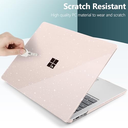 Batianda Glitter Case for Surface Laptop 13.8 Inch 2024-2026, Starlight | Fits Surface Laptop 7th/8th for Business, Subtle Glitter Mist Finish, 1.2mm Lightweight Ultra-Slim Hard Shell 4-in-1 Bundle - color: Starlight