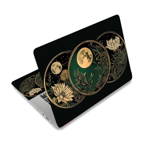PLIGREAT Vintage Flowers Laptop Decal Sticker Skin Cover, Moon Laptop Sticker Skins Decal Fits 12" 13" 13.3" 14" 15" Laptops Universal Removable Vinyl Notebook Art Protector Netbook PC Cover Decal