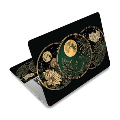 PLIGREAT Vintage Flowers Laptop Decal Sticker Skin Cover, Moon Laptop Sticker Skins Decal Fits 12" 13" 13.3" 14" 15" Laptops Universal Removable Vinyl Notebook Art Protector Netbook PC Cover Decal
