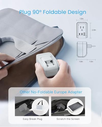 VINTAR 3 Pack European Travel Plug Adapter, Type C Foldable Plug to Europe | 2 AC Outlets 3 USB Ports(2 USB C), International Power Adapter for US to Most EU Euro Italy Spain France, Travel Essentials - style: 17W-Type C - Most of Europe-3 Pack