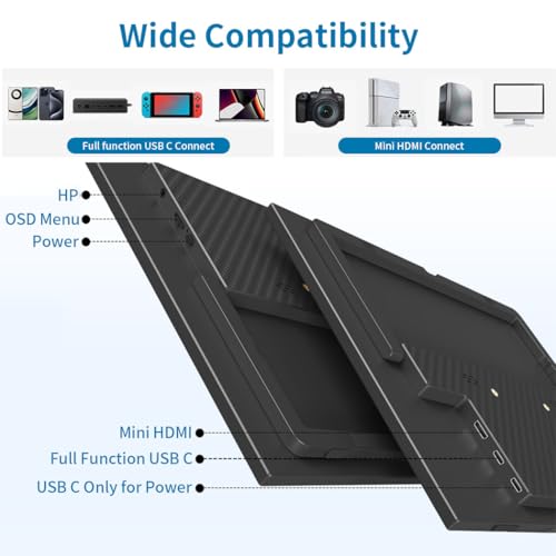 Portable Monitor Touchscreen 14",USB-C & FHD External Display 100% sRGB Anti-Glare Eye Care,Privacy Protection,Low-Power,VESA Mountable Travel Monitor for Laptop/Mac/Gaming/Office - size: 14“