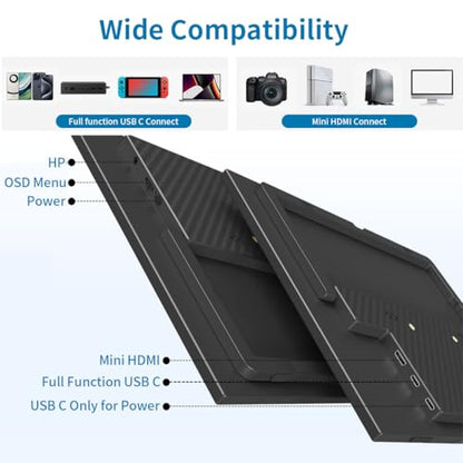 Portable Monitor Touchscreen 14",USB-C & FHD External Display 100% sRGB Anti-Glare Eye Care,Privacy Protection,Low-Power,VESA Mountable Travel Monitor for Laptop/Mac/Gaming/Office - size: 14“