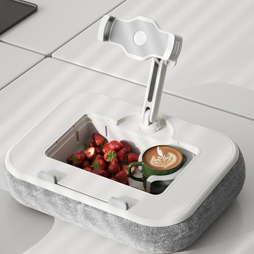 Tablet Pillow Stand,Pillow Stand Holder,Laptop Lap Desk with Mouse Pad,360° Rotating Clip Compatible with 4.7-13" Tablet/Phone,11-15" Laptop,Cup Attachment & Detachable 360° Stand Arm - color: Black