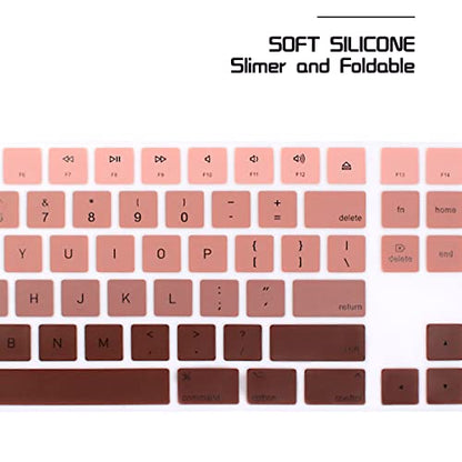 HRH Ombre Brown Silicone Keyboard Cover Keypad Skin for Magic Keyboard with Numeric Keypad A1843 MQ052LL/A Released in 2017 (US Layout) - color: Ombre Brown