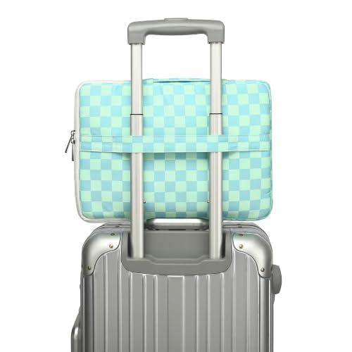 360 Degree Protective Laptop Sleeve with Multi-Pockets (Mint Blue Checkered, 12.5 inch-13.5 inch) - color: Mint Blue Checkered, size: 12.5 inch-13.5 inch