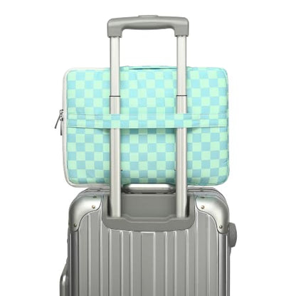 360 Degree Protective Laptop Sleeve with Multi-Pockets (Mint Blue Checkered, 12.5 inch-13.5 inch) - color: Mint Blue Checkered, size: 12.5 inch-13.5 inch
